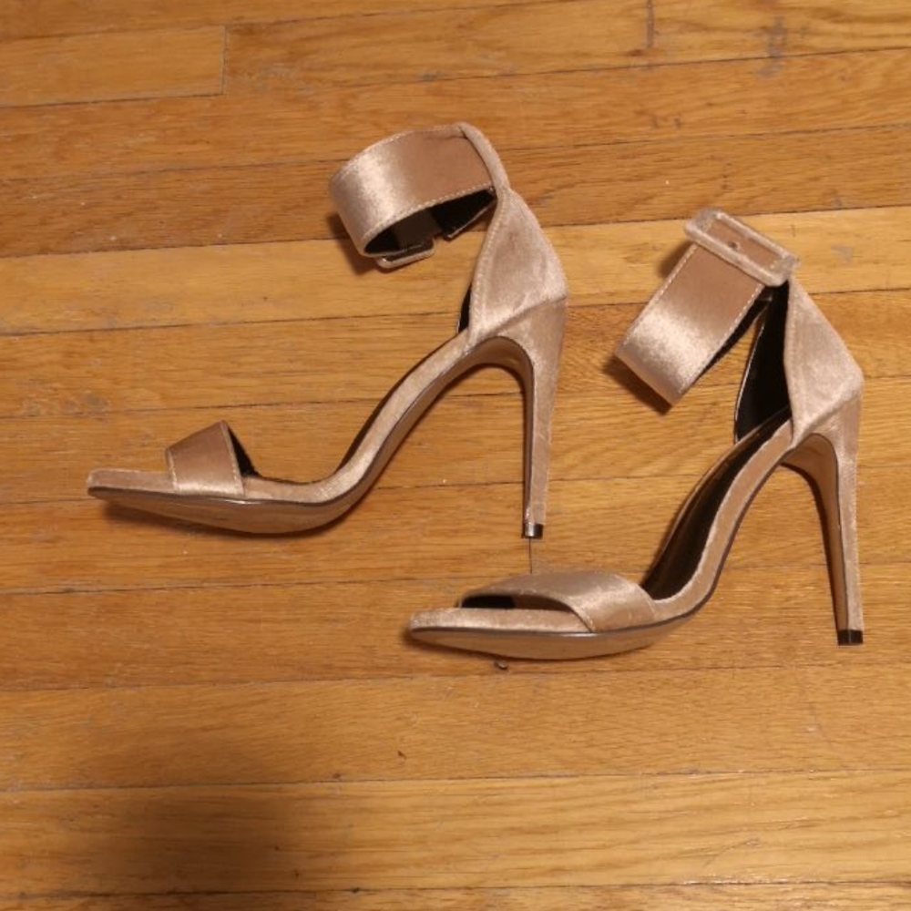 Sued Chunky Strap Heels